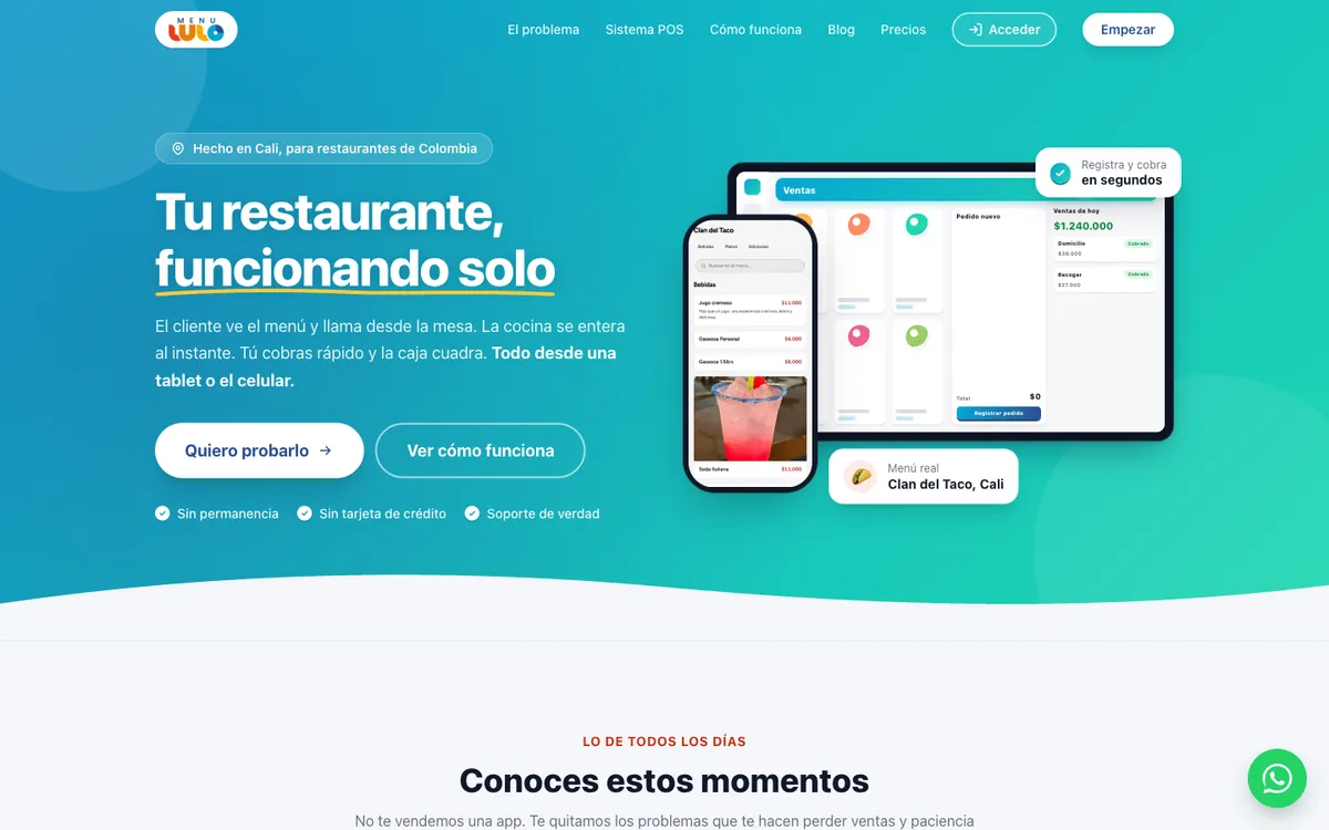 Portada de menululo.com, sistema POS y menú digital QR para restaurantes