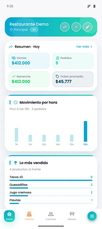 MenuLulo en el celular: pantalla de inicio del negocio