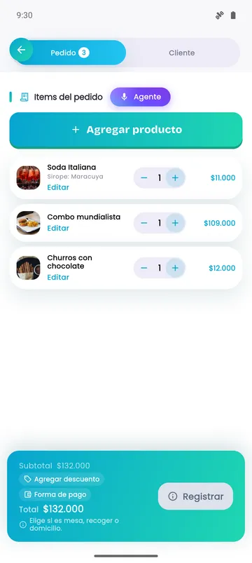 MenuLulo en el celular: pedido con tres productos y total